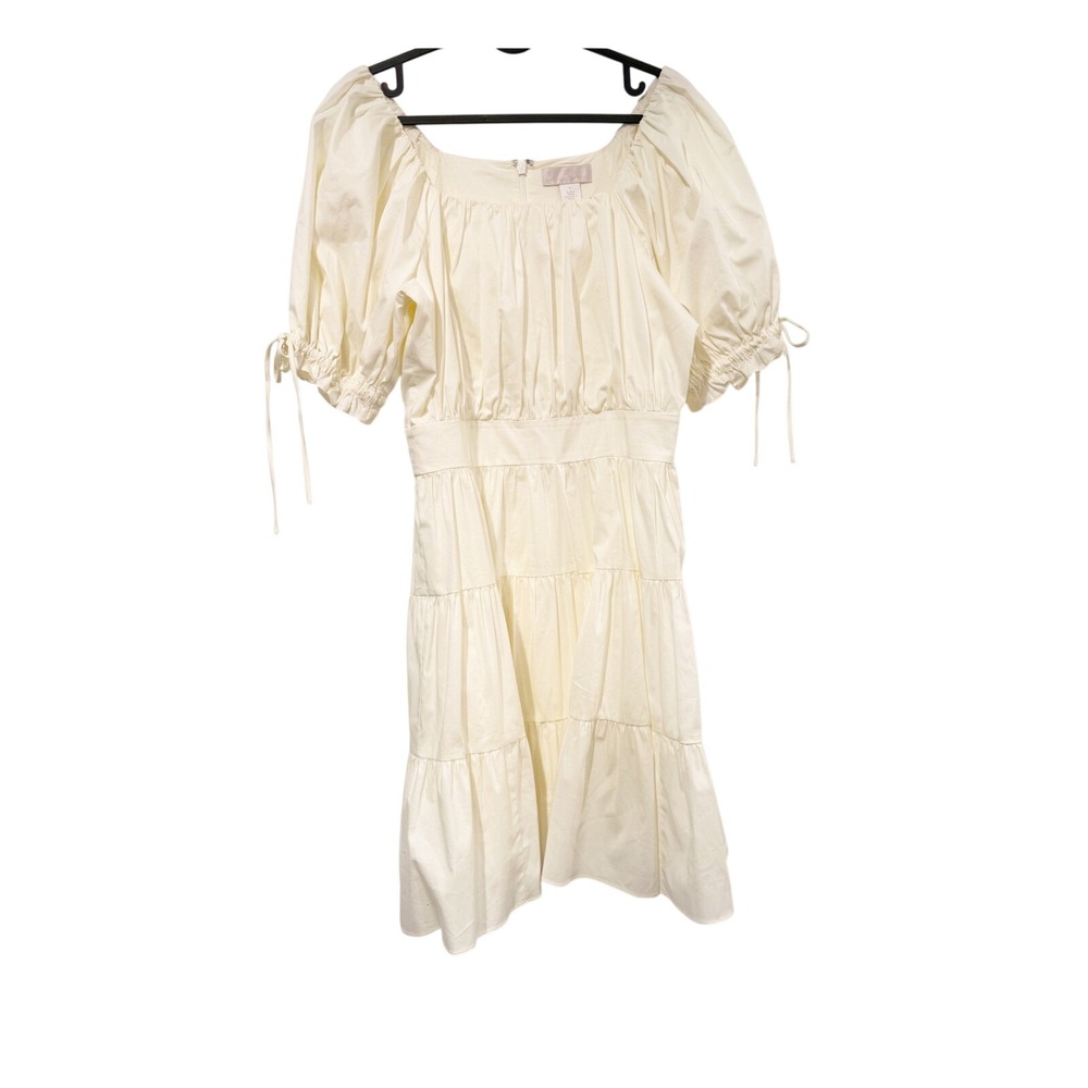 Rachel Parcell Cream Puff Sleeve Tiered Mini Dress Cottagecore Ivory Small